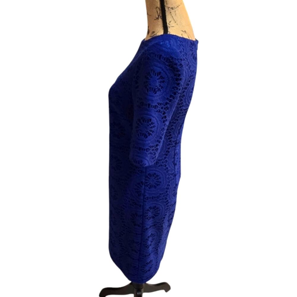 Adrianna Papell Royal‎ Blue Lace Overlay Sheath Dress Size 4 - Picture 8 of 8